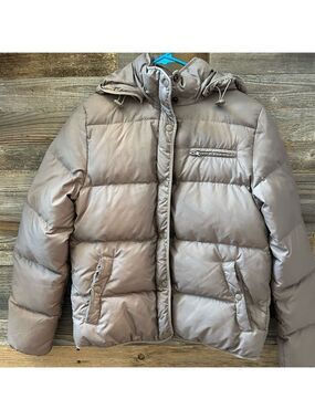 J. Crew Taupe Puffer Removable Hooded Jacket Size Small